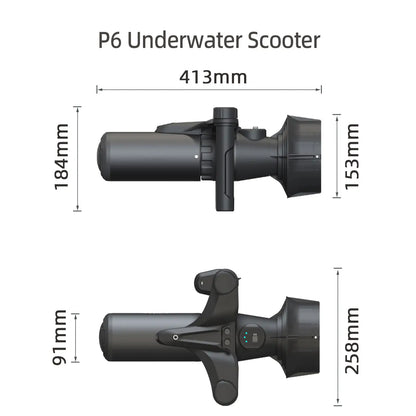 Easywave underwater scooter dimension 184*413*153mm 91*258mm